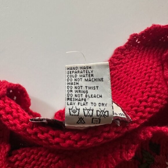 Red Christmas Tree Sweater Tunic, Embroidered,   Tiara International Size L - Picture 10 of 15